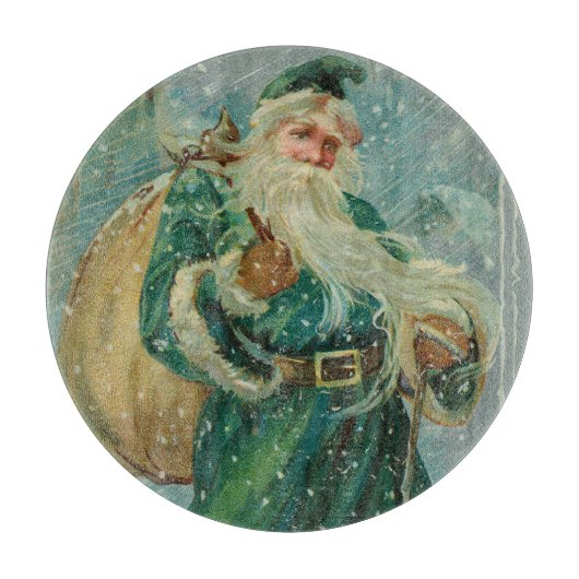 Kerstgroeten-Retro Sinterklaas Ansichtkaart Snijplank (Voorkant)