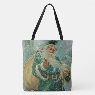 Kerstgroeten-Retro Sinterklaas Ansichtkaart Tote Bag