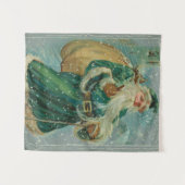 Kerstgroeten-Retro Sinterklaas Ansichtkaart Wandkleed (Voorkant (horizontaal))