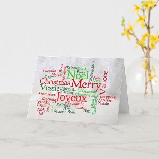 Kerstgroeten Rond de Wereld Kaart (Gele Bloem)