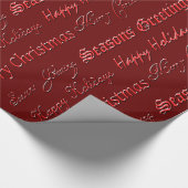 Kerstgroeten (rood) cadeaupapier (Hoek)