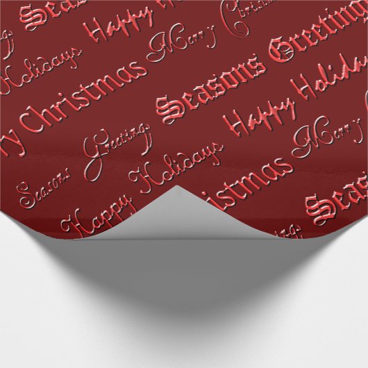 Kerstgroeten (rood) cadeaupapier (Hoek)