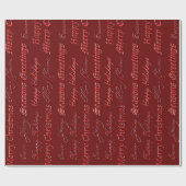 Kerstgroeten (rood) cadeaupapier (Vlak)