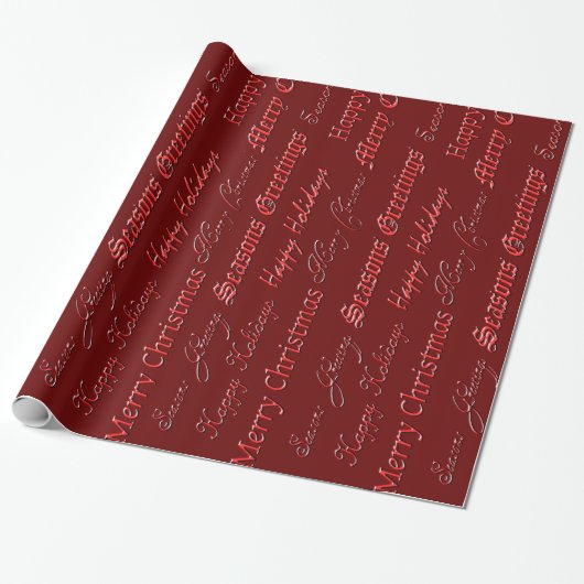 Kerstgroeten (rood) cadeaupapier (Uitgerold)