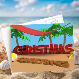 Kerstgroeten Strand Vakantie Ansichtkaart Feestdagenkaart