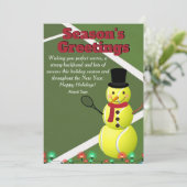 Kerstgroeten Tennisbal Sneeuwman Kerstmis Feestdagenkaart (Staand voorkant)