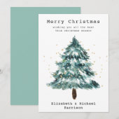 Kerstgroeten tijdens winterpine feestdagenkaart (Voorkant / Achterkant)