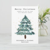 Kerstgroeten tijdens winterpine feestdagenkaart (Staand voorkant)