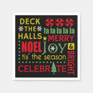 Kerstgroeten Typografie "Dek de Hallen" Servet
