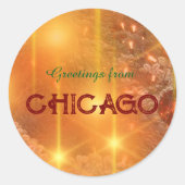 Kerstgroeten uit Chicago Ronde Sticker (Voorkant)