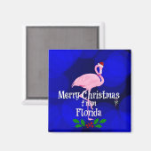 Kerstgroeten uit Florida van Santa Flamingo Magneet (Voorkant / Achterkant)