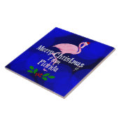 Kerstgroeten uit Florida van Santa Flamingo Tegeltje (Zijkant)