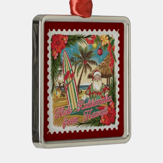 Kerstgroeten uit Hawaï Vakantie Metalen Ornament (Rechts)