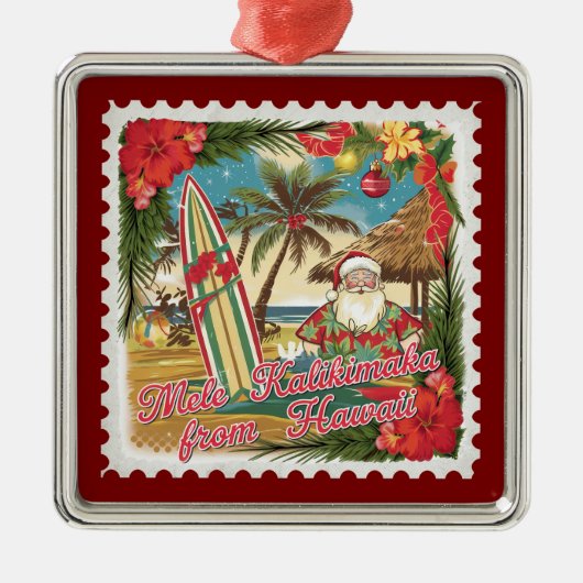 Kerstgroeten uit Hawaï Vakantie Metalen Ornament (Voorkant)
