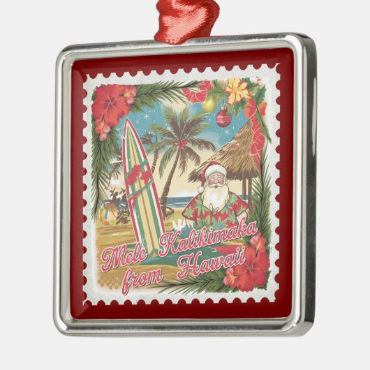 Kerstgroeten uit Hawaï Vakantie Metalen Ornament (Links)