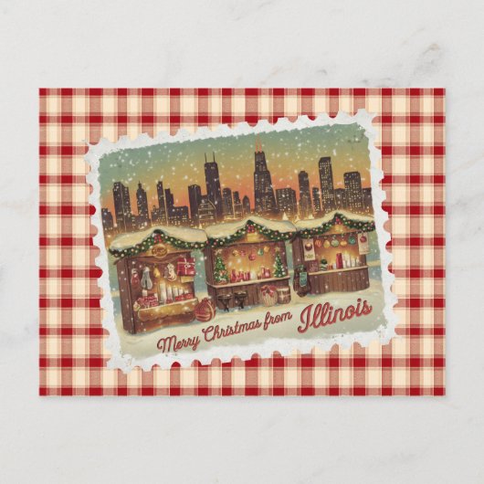 Kerstgroeten uit Illinois Kerstkaart Feestdagenkaart (Voorkant)