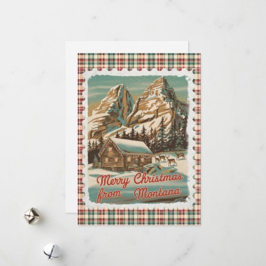 Kerstgroeten uit Montana Kerstkaart (Voorkant / Achterkant in situ)
