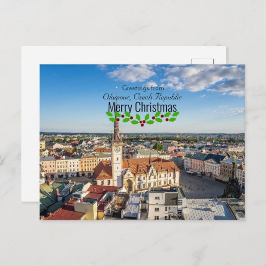 Kerstgroeten uit Olomouc, Tsjechische Republiek Briefkaart (Voorkant / Achterkant)