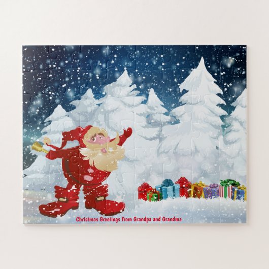 Kerstgroeten uit opa en oma legpuzzel (Horizontaal)