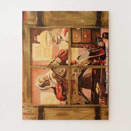 Kerstgroeten uit opa en oma legpuzzel (Verticaal)