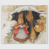 "Kerstgroeten" van Beatrix Potter Cadeaupapier (Vlak)