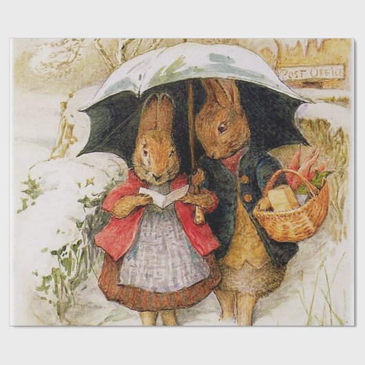 "Kerstgroeten" van Beatrix Potter Cadeaupapier (Vlak)