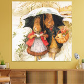 "Kerstgroeten" van Beatrix Potter Canvas Afdruk (Insitu (Woonkamer))