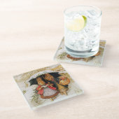 "Kerstgroeten" van Beatrix Potter Glazen Onderzetter (Schuin)