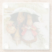 "Kerstgroeten" van Beatrix Potter Glazen Onderzetter (Achterkant)