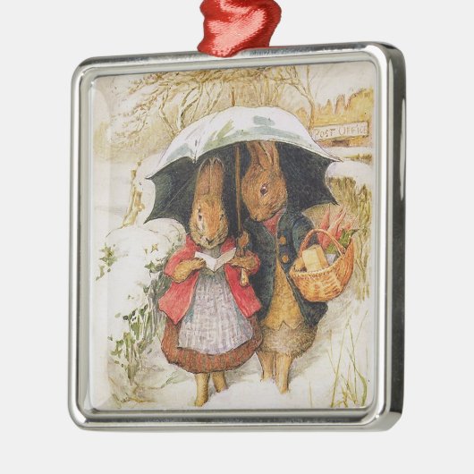 "Kerstgroeten" van Beatrix Potter Metalen Ornament (Links)