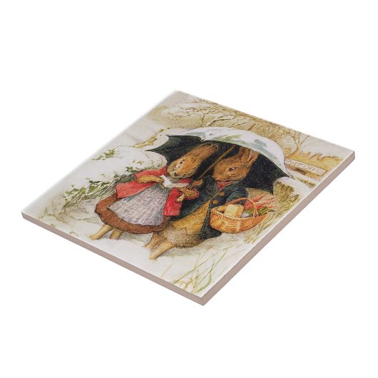 "Kerstgroeten" van Beatrix Potter Tegeltje (Zijkant)