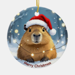 Kerstgroeten van de Capybara Keramisch Ornament