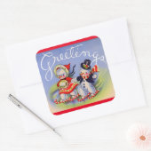 Kerstgroeten van de heer en mevrouw Snowman Vierkante Sticker (Envelop)