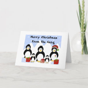 Kerstgroeten van de Pinguïn Bende Feestdagen Kaart