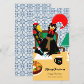 Kerstgroeten van de Portugese haan Feestdagenkaart (Voorkant / Achterkant)