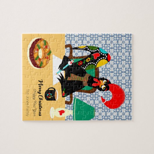 Kerstgroeten van de Portugese haan Legpuzzel (Horizontaal)