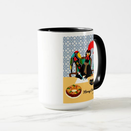 Kerstgroeten van de Portugese haan Mok (Voorkant rechts)