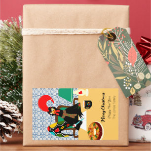 Kerstgroeten van de Portugese haan Rechthoekige Sticker