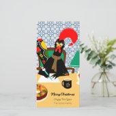 Kerstgroeten van de Portugese Haantje Feestdagenkaart (Staand voorkant)
