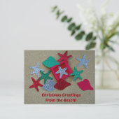 Kerstgroeten van het strand. feestdagenkaart (Staand voorkant)