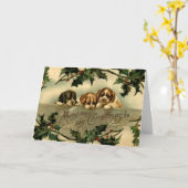 Kerstgroeten van Holly Puppies Kaart (Gele Bloem)
