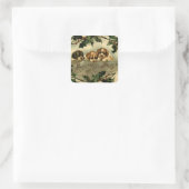 Kerstgroeten van Holly Puppies Vierkante Sticker (Tas)