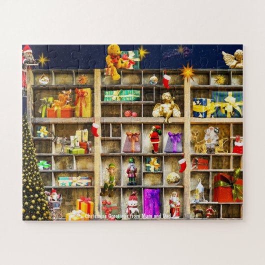 Kerstgroeten van mama en papa Jigzaag Puzzle Legpuzzel (Horizontaal)