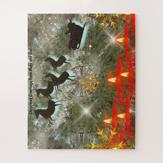 Kerstgroeten van mama en papa legpuzzel (Verticaal)