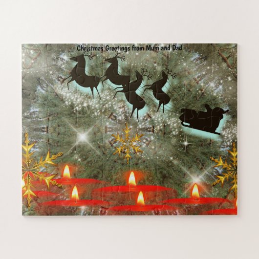 Kerstgroeten van mama en papa legpuzzel (Horizontaal)