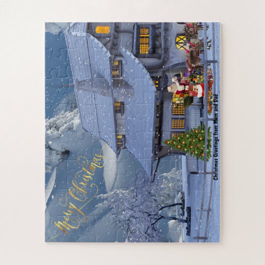 Kerstgroeten van mama en papa legpuzzel (Verticaal)