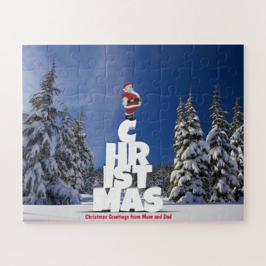 Kerstgroeten van mama en papa legpuzzel (Horizontaal)