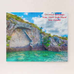 Kerstgroeten van Maori-rotsmuurschildering Legpuzzel