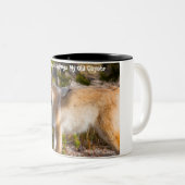 Kerstgroeten van mijn oude Coyote Tweekleurige Koffiemok (Voorkant rechts)