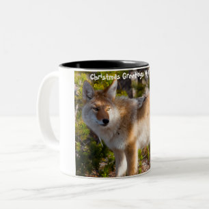 Kerstgroeten van mijn oude Coyote Tweekleurige Koffiemok